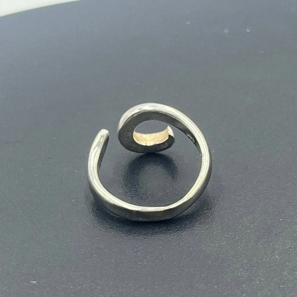 Marsala 925 Sterling Silver Curved Swirl Open Adjustable Ring 7.75
